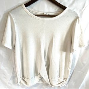 GAP | Women | Twist Front Short Sleeve Knit Shirt | Cream | M